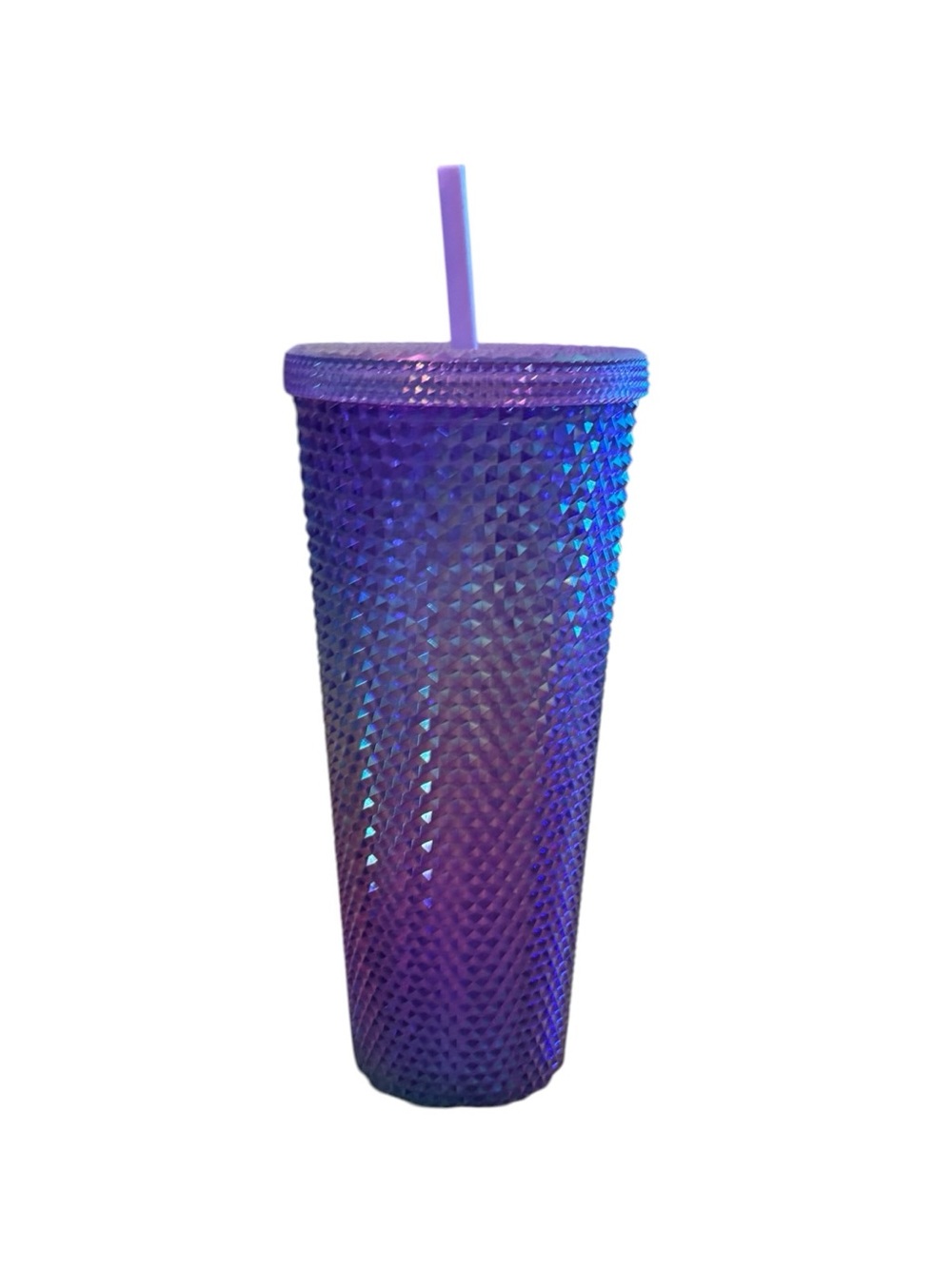 Starbucks 2022 NEW Purple Studded Oil Slick 24 Oz Iridescent Tumbler with Straw - Picture 3 of 6